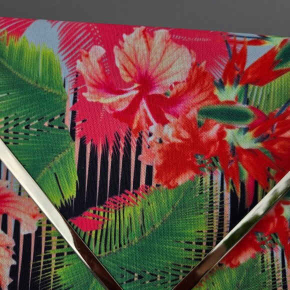 Aldo Tropical Floral Print Bag Hibiscus Summer Clutch Envelope Chain Strap - Picture 4 of 9